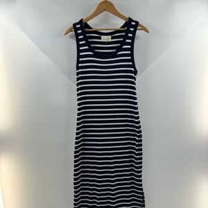 Universal Thread Navy & White Striped Ribbed Maxi Dress – Size Large